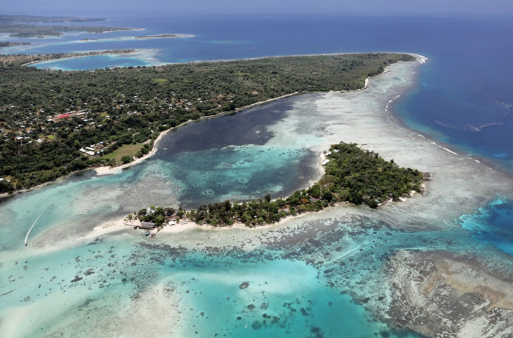 An aerial view of the coastline of Port Vila in Vanuatu.