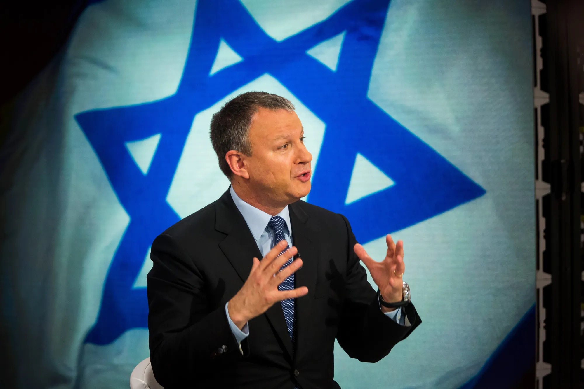 Erel Margalit, founder of Jerusalem Venture Partners,&nbsp;speaks during a Bloomberg Television interview in New York in&nbsp;2016.