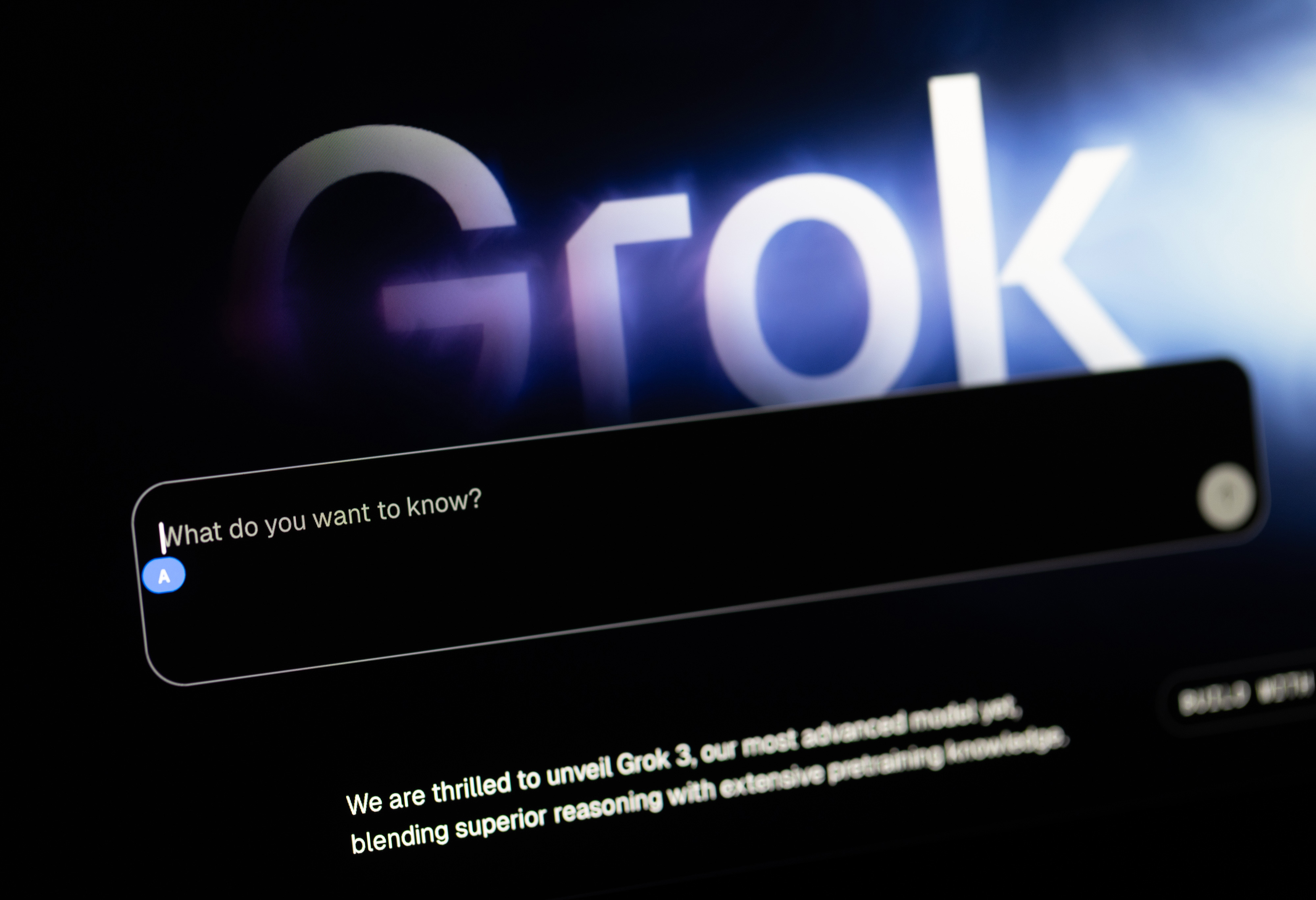The chat window for chatbot Grok on a laptop arranged in Riga, Latvia, on Monday, June 9, 2025. Announced in March, XAI Holdings was created from the combination of X, formerly Twitter, and Musk's AI venture, xAI. Photographer: Bloomberg/Bloomberg
