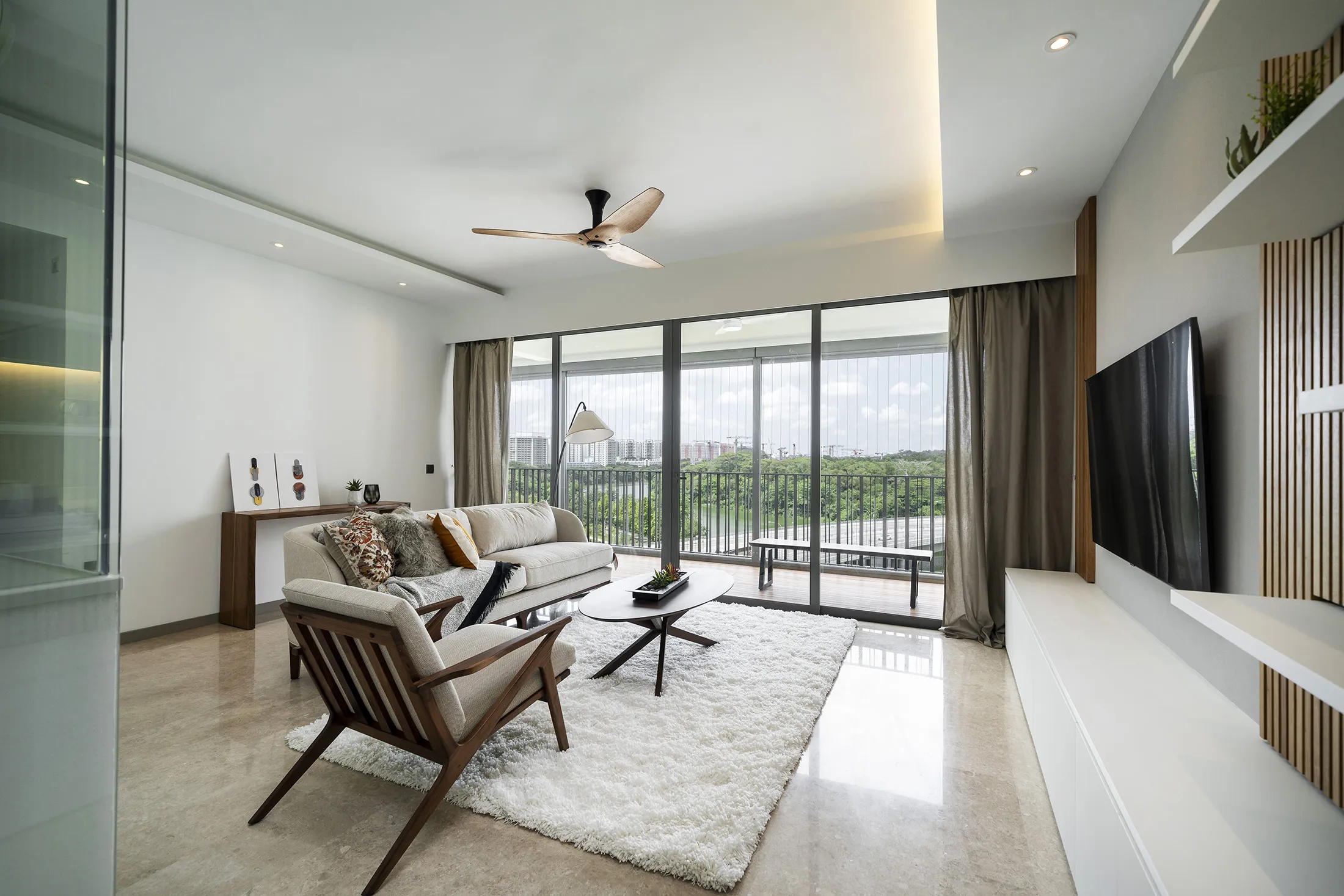 Living room of a renovated condominium in Singapore.