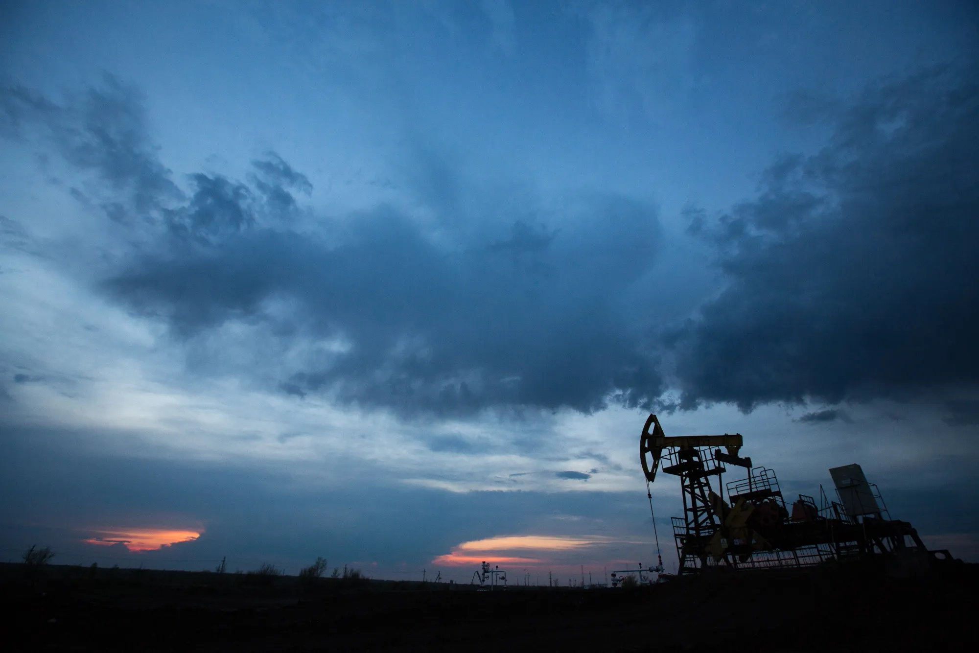 A&nbsp;pump&nbsp;jack on an oil field near Samara, Russia.