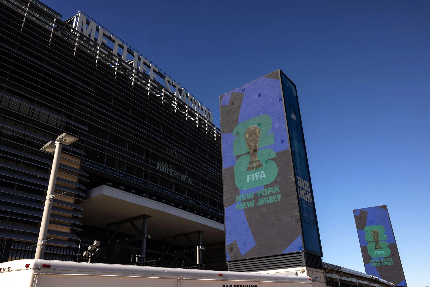 FIFA signage at MetLife Stadium in East Rutherford, New Jersey.