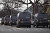 A fleet of Amazon vans take to the streets of Hicksville, New York, in March 2020. The pandemic triggered a boom in e-commerce deliveries, and cities are feeling the effects of freight vehicles on their streets.&nbsp;