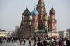 Visitors walk through Red Square near Saint Basil's cathedral in Moscow, Russia, on Tuesday, April 10, 2018. Russia’s currency extended its plunge, dropping to the weakest level since Dec. 2016, as investors weighed the implications of the toughest U.S. sanctions yet.