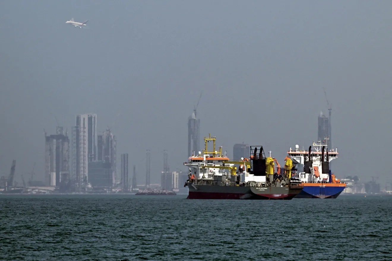 Commercial vessels offshore in Dubai on March 11.