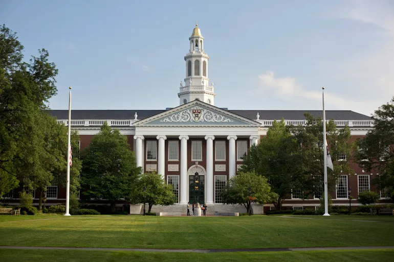 The Baker Library of the Harvard Business School, on Harvard University campus in Cambridge, Mass.
