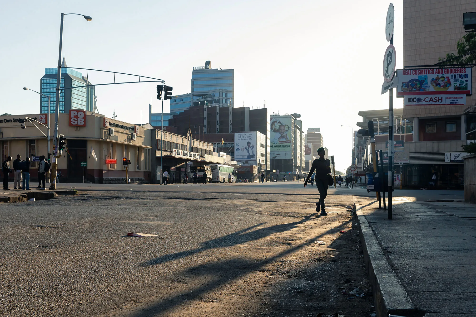 A pedestrian in the central business district of Harare&nbsp;during lockdown.