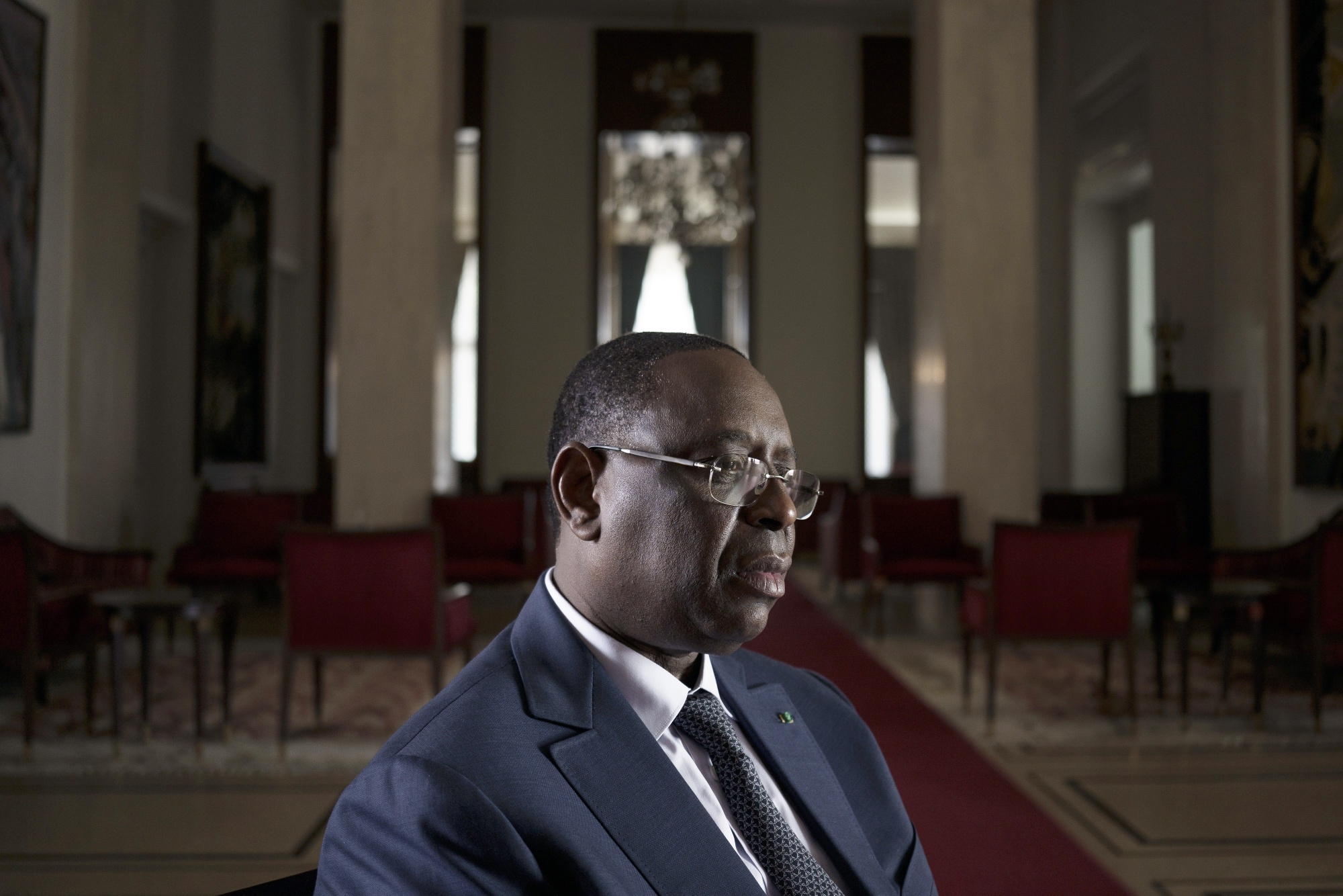 Senegalese president &nbsp;Macky Sall at the Presidential Palace in Dakar, on March 19.