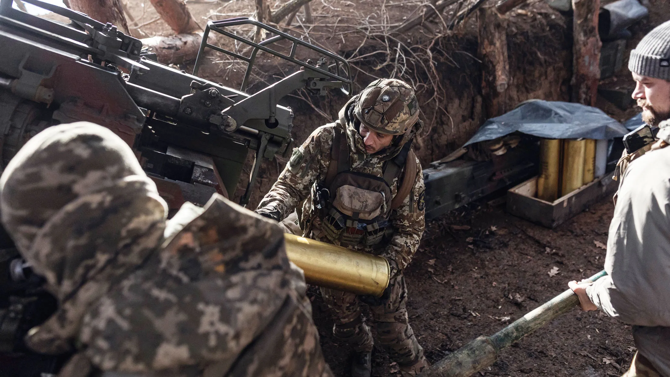 Ukrainian soldiers in Donetsk Oblast, Ukraine.