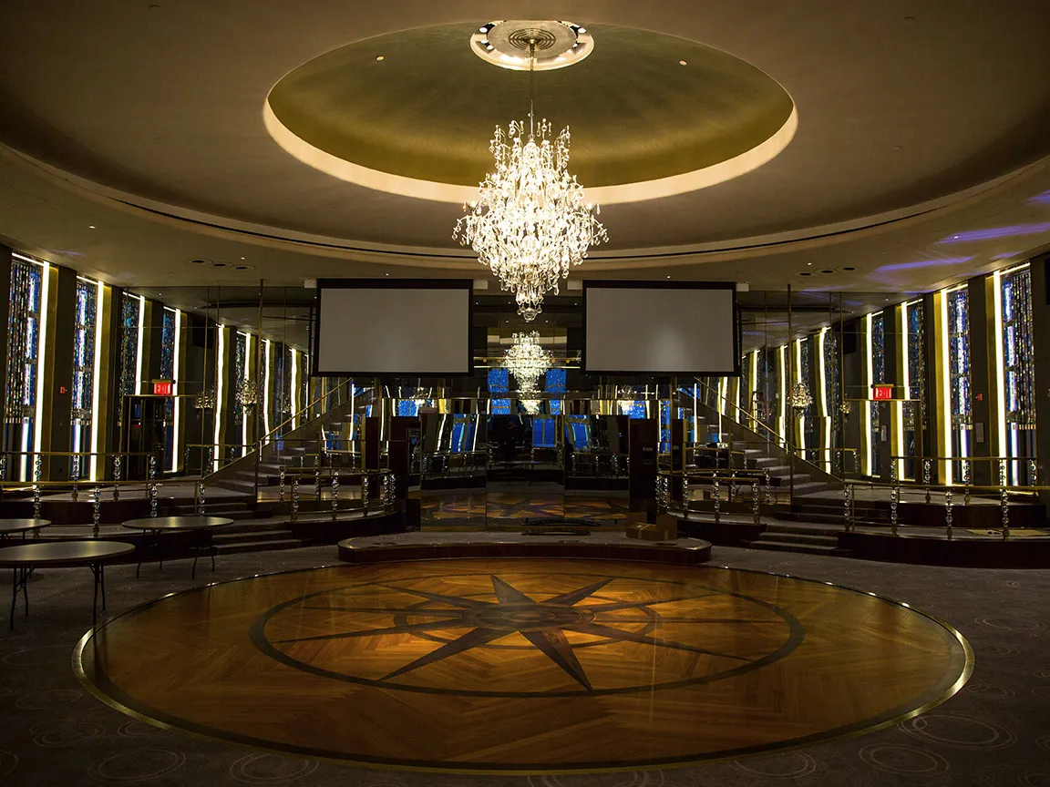 The Rainbow Room's rotating, parquet dance floor and crystal chandeliers are protected by its landmark status. Photographer: Brent Murray for Bloomberg