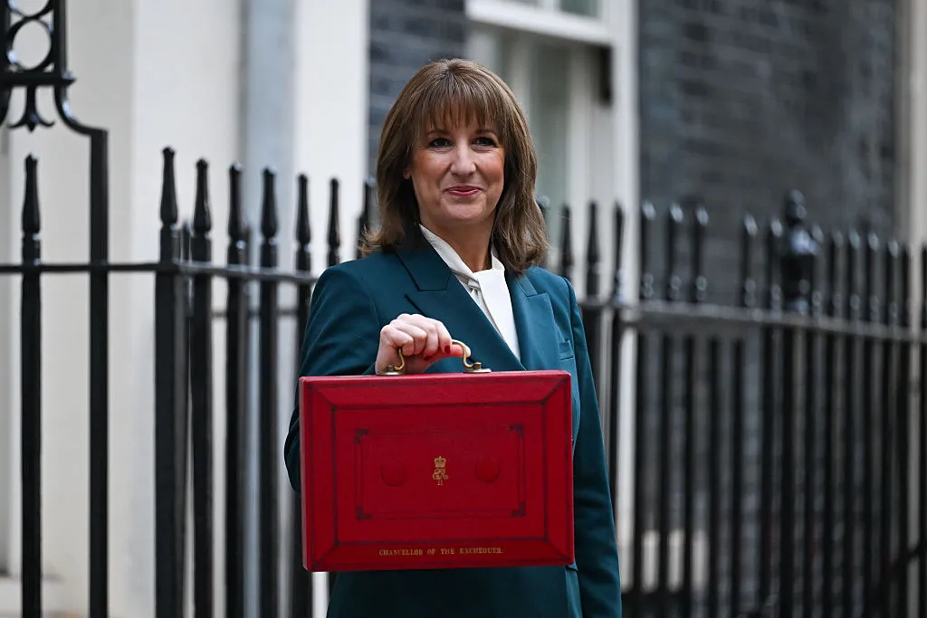 Rachel Reeves, UK chancellor of the exchequer, outside 11 Downing Street ahead of presenting her budget.