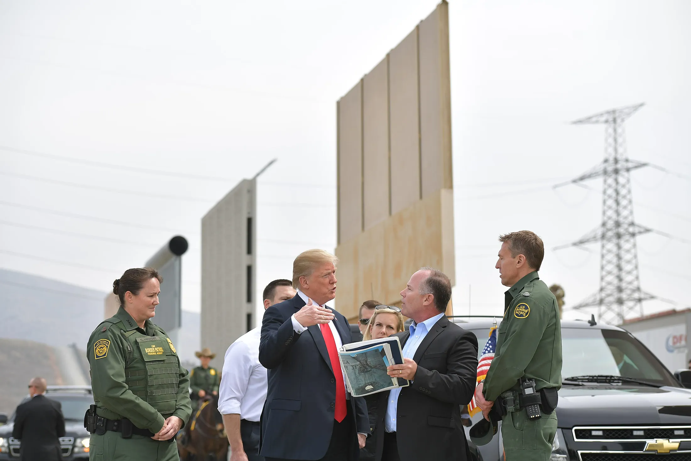 President Trump inspects border wall prototypes in San Diego on March 13.