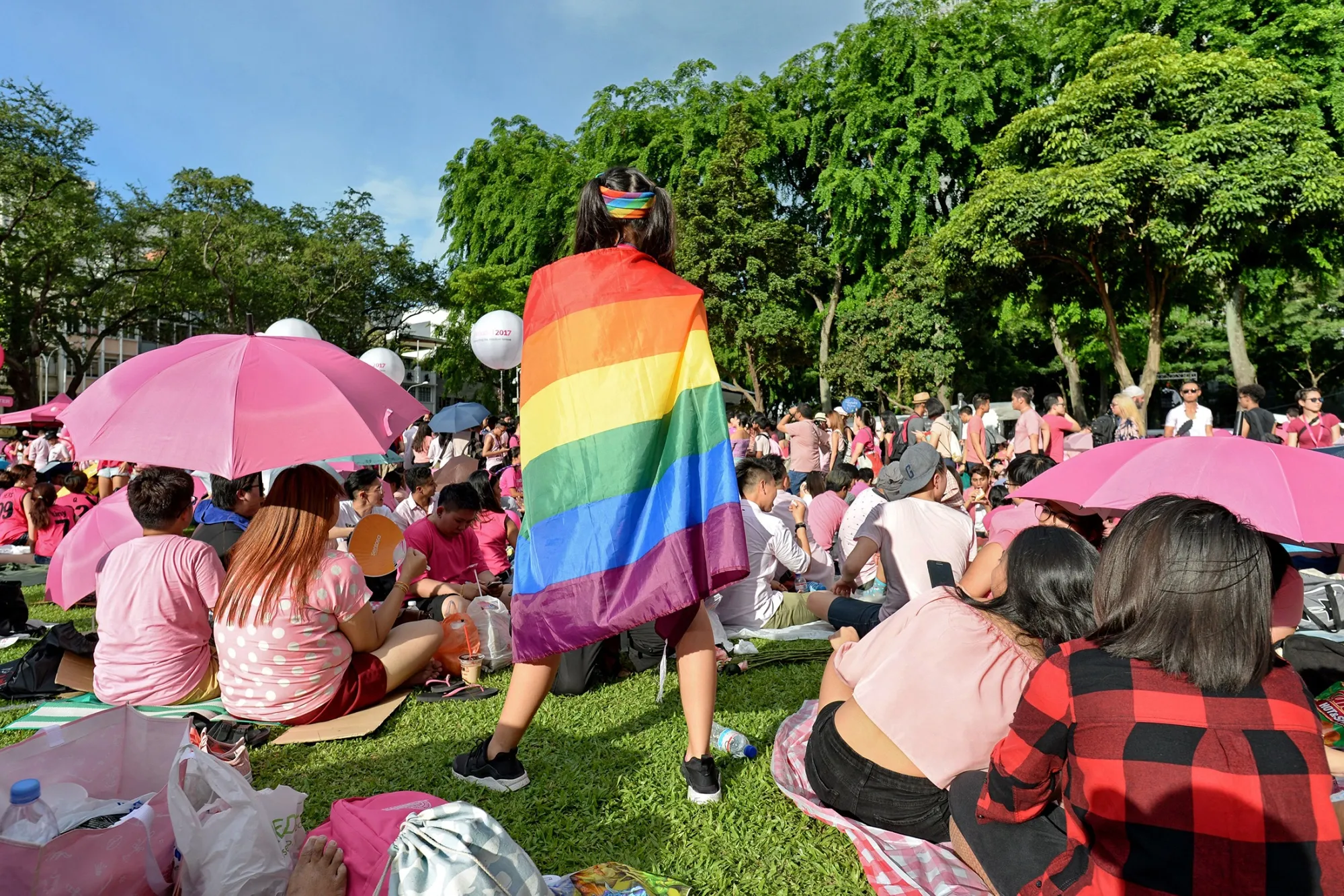 Attendees at the annual "Pink Dot" event in a public show of support for the LGBT community in Singapore.
