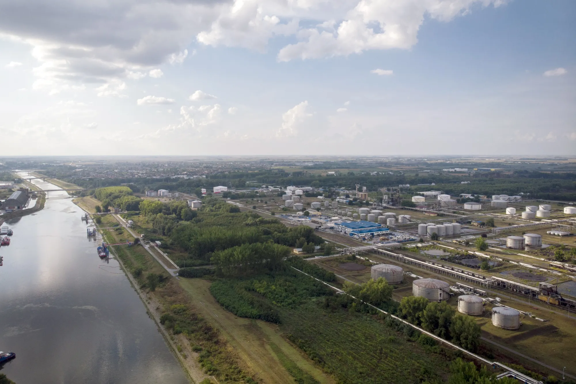 The oil and gas refinery operated by NIS beside the Danube in Novi Sad, Serbia.
