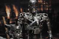 A full-scale figure of a terminator robo