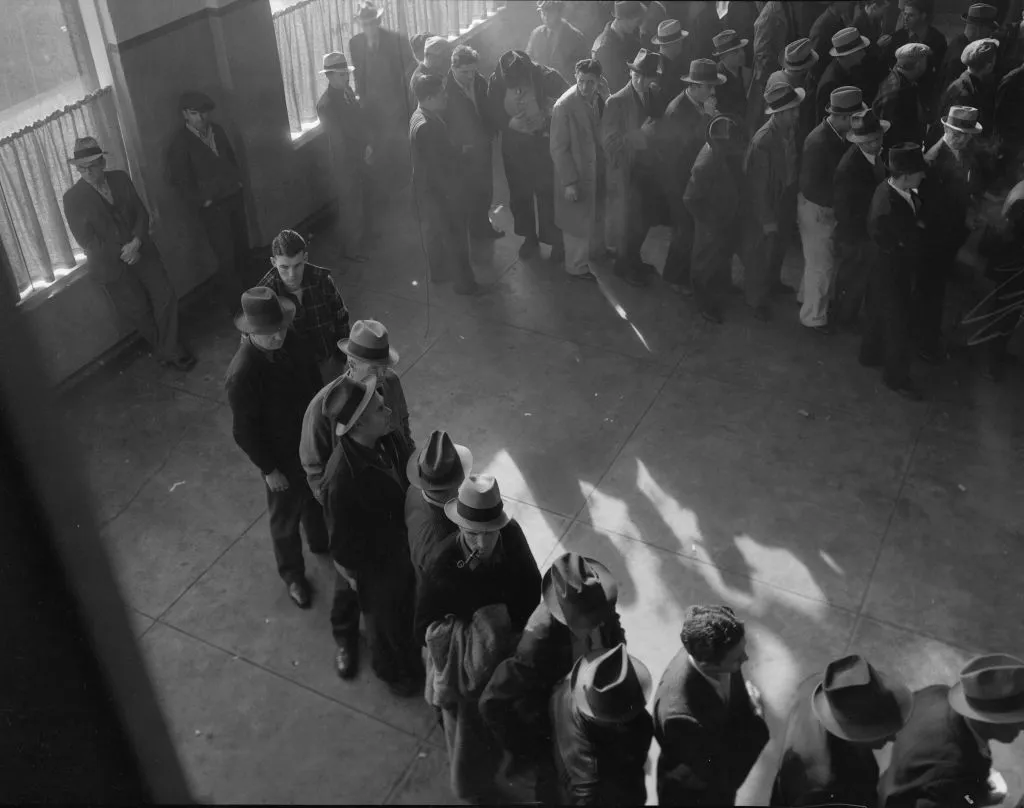 Unemployment line, January 1938.
