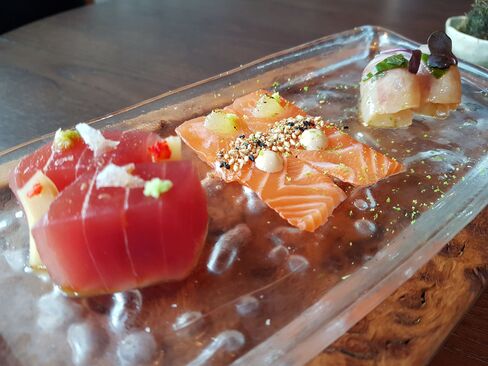 The assorted sashimi plate.