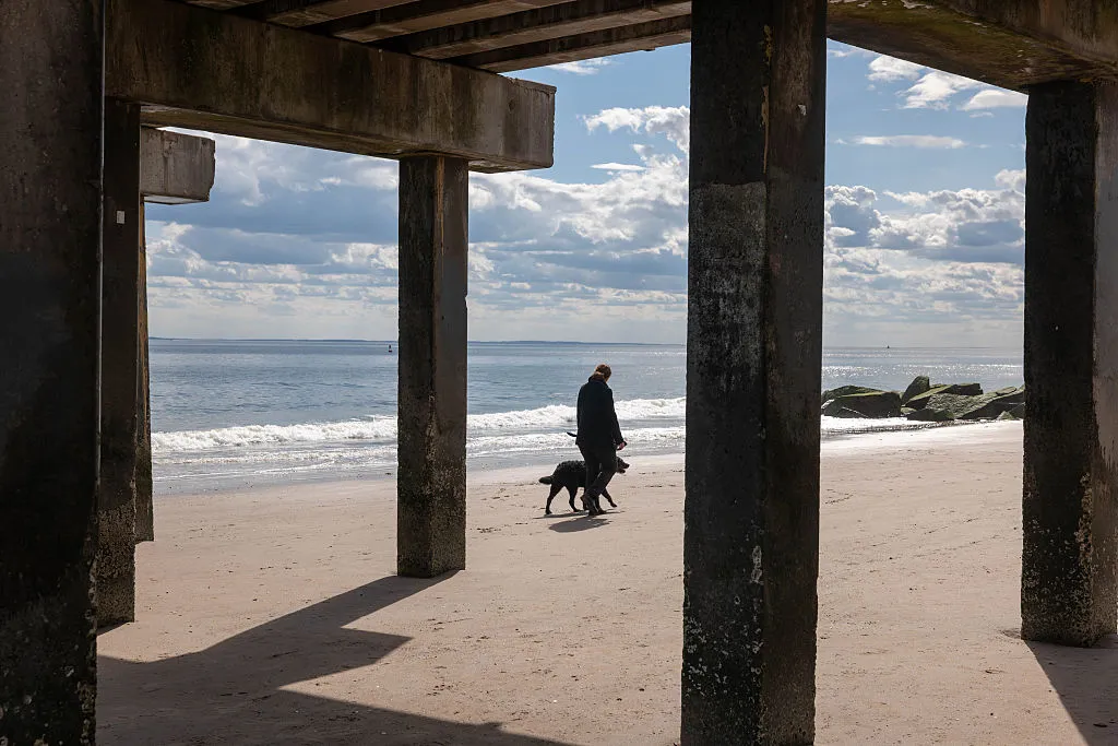 Warm Spring afternoon at Coney Island in Brooklyn in New York City.