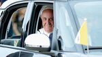 Pope Francis sits in a car after arriving at Joint Base Andrews, Maryland, on Sept. 22, 2015.
