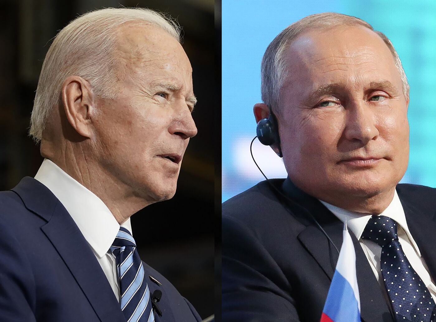 Presidents Joe Biden and Vladimir Putin