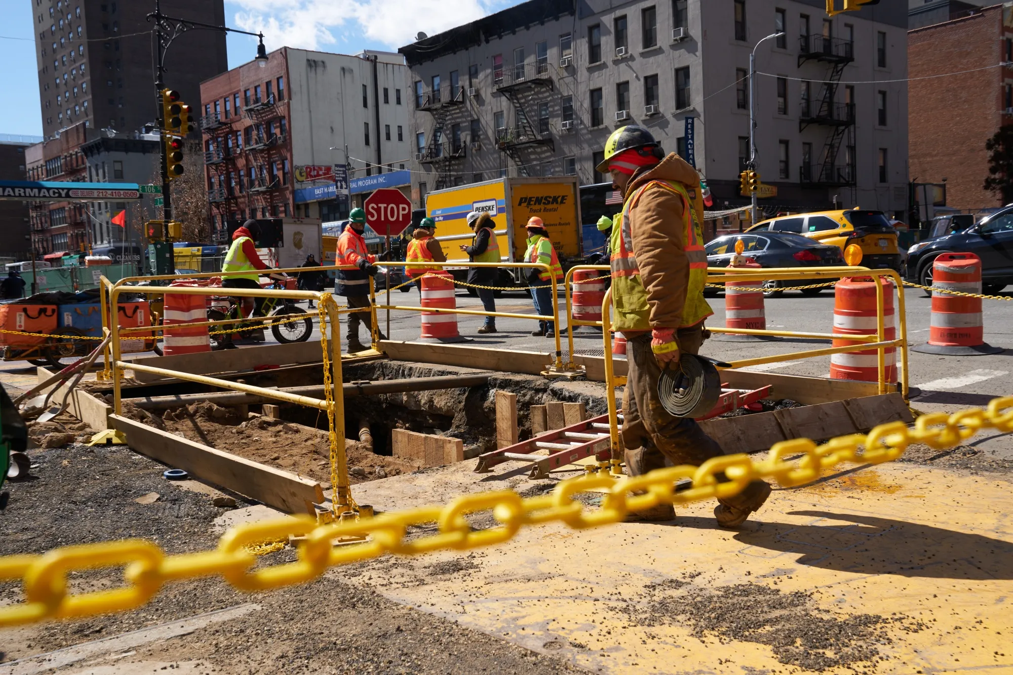 A construction site for the Second Avenue subway extension at East 106th Street in New York.