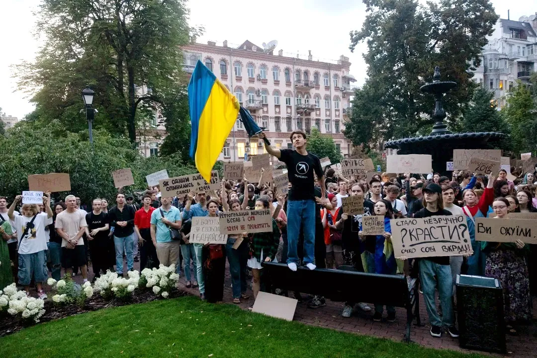 A demonstration against legislation that placed the National Anti-Corruption Bureau of Ukraine under the control of the Prosecutor General’s Office, in Kyiv, on July 22.