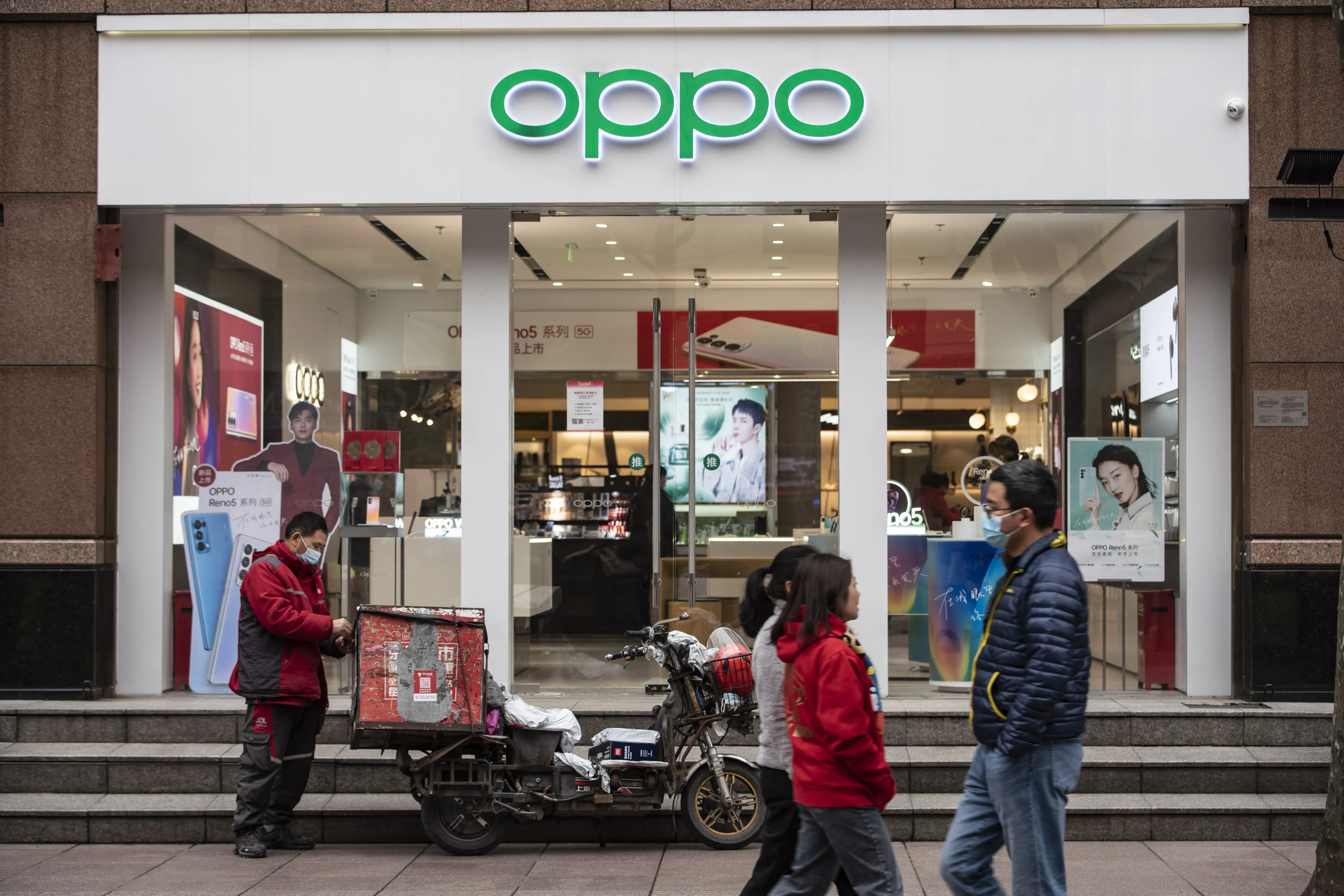 Outside an Oppo store in Shanghai, earlier in March.