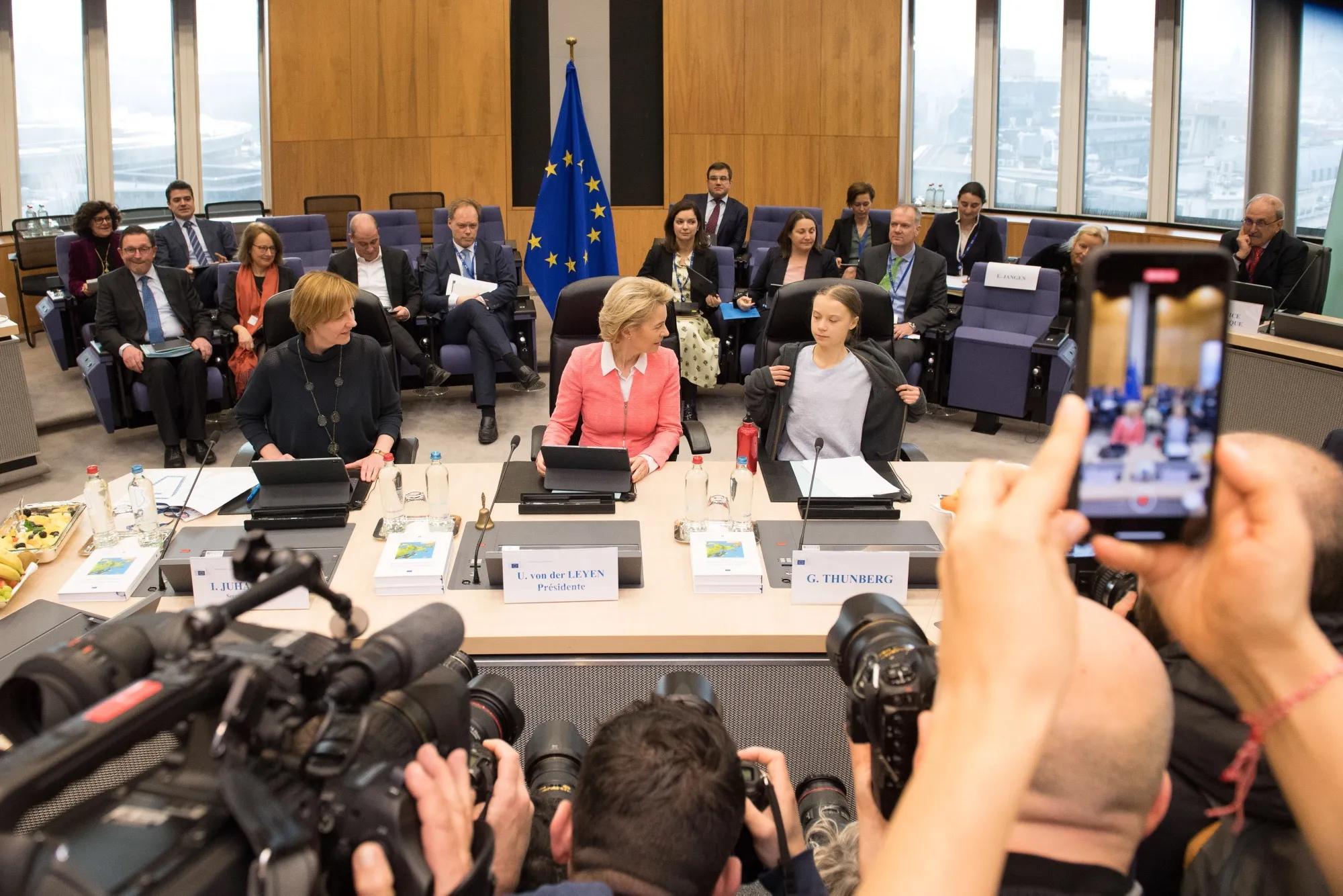 Swedish climate activist Greta Thunberg meets with President of the European Commission Ursula von der Leyen in Brussels&nbsp;on March 4, 2020.&nbsp;