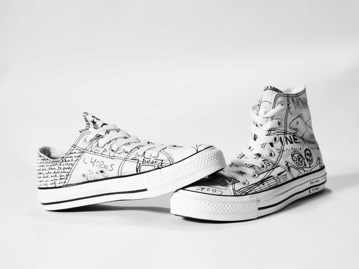 Limited-edition Converse sneakers from 2008 featuring Kurt Cobain’s writing