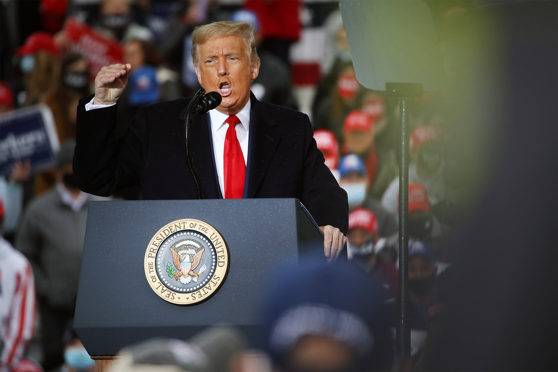 President Donald Trump delivers remarks at a rally in Allentown, Pennsylvania, on Oct. 26.