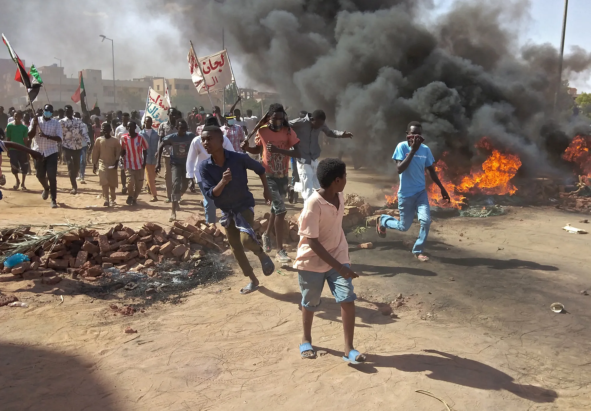 Sudanese anti-coup protesters in Omdurman on Oct. 30.