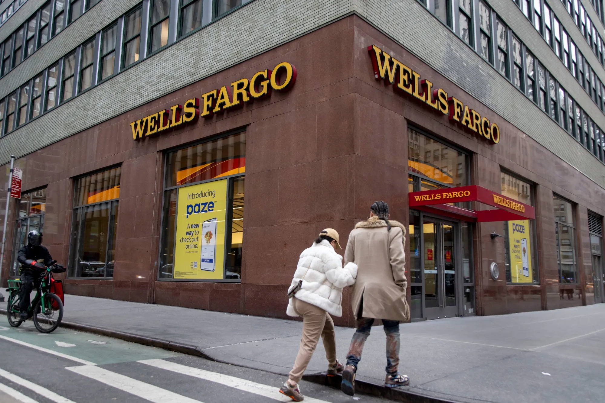 A Wells Fargo bank branch in New York.