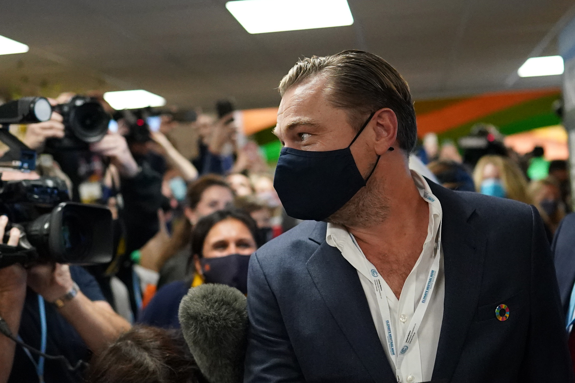 Leonardo DiCaprio arrives at the COP26 climate summit in Glasgow, U.K., on Nov. 2.