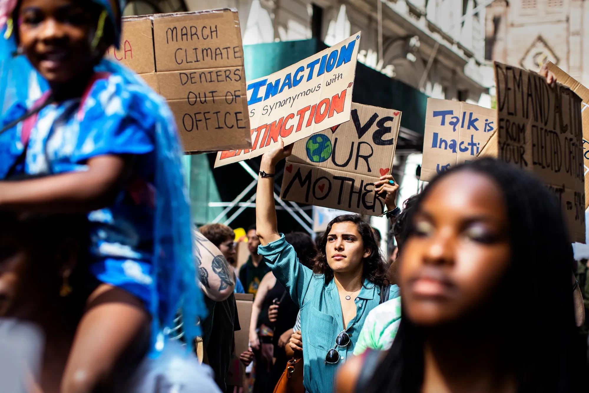 Protesters march during the Global Climate Strike in New York on Sept. 20. 