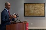 Raphael Bostic, president and chief executive officer of the Federal Reserve Bank of Atlanta, speaks to members of the Harvard Business School Club of Atlanta at the Buckhead Club in Atlanta, Georgia, U.S., on Wednesday, Feb. 19, 2020. 