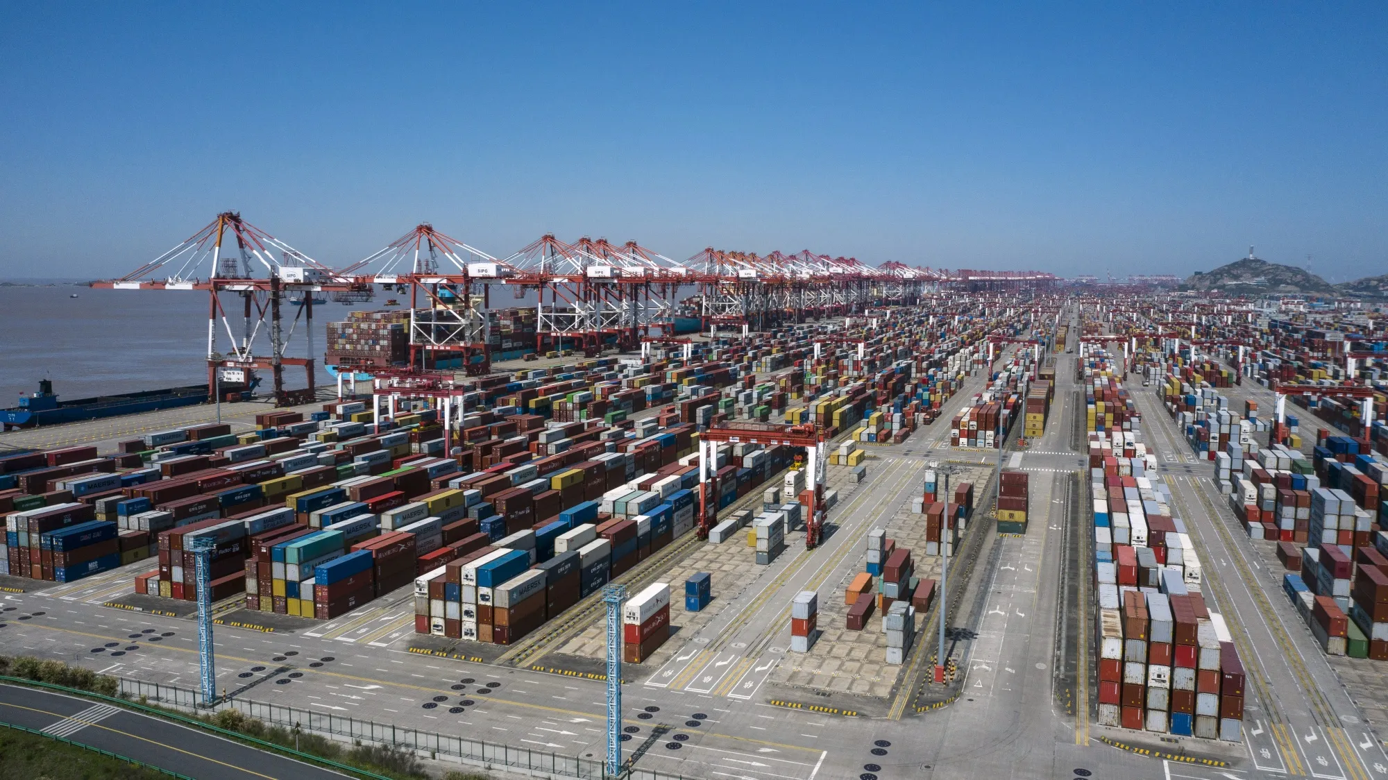 Shipping containers at the Yangshan Deepwater Port in Shanghai.