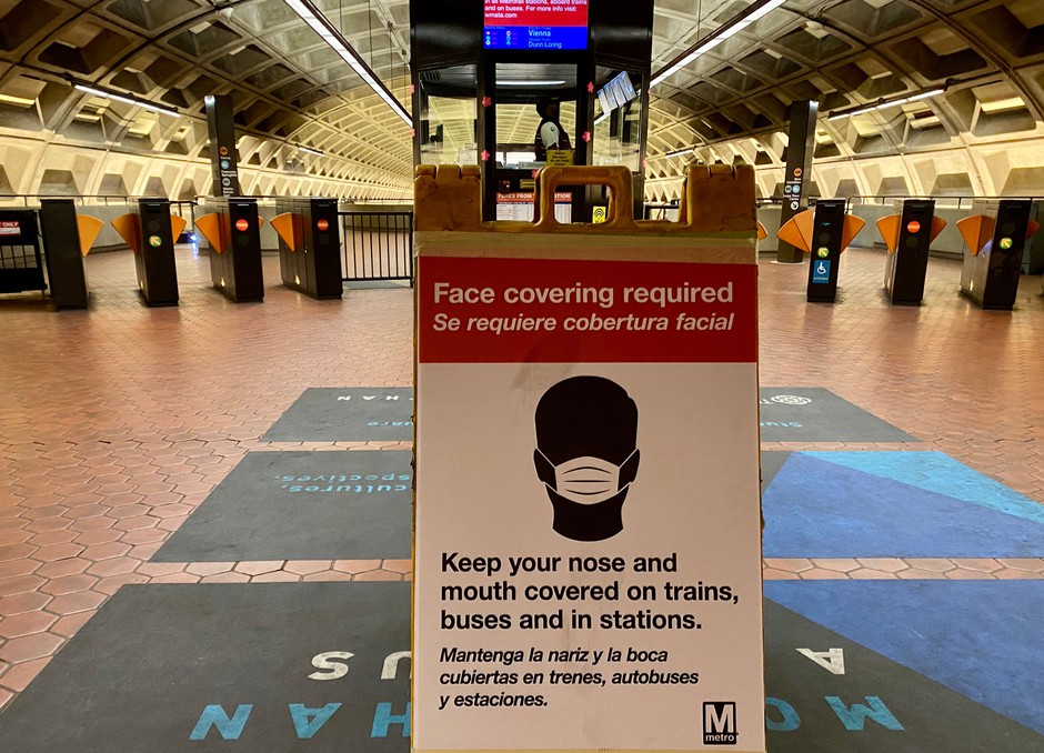 Masks are mandatory on D.C.'s Metro trains.