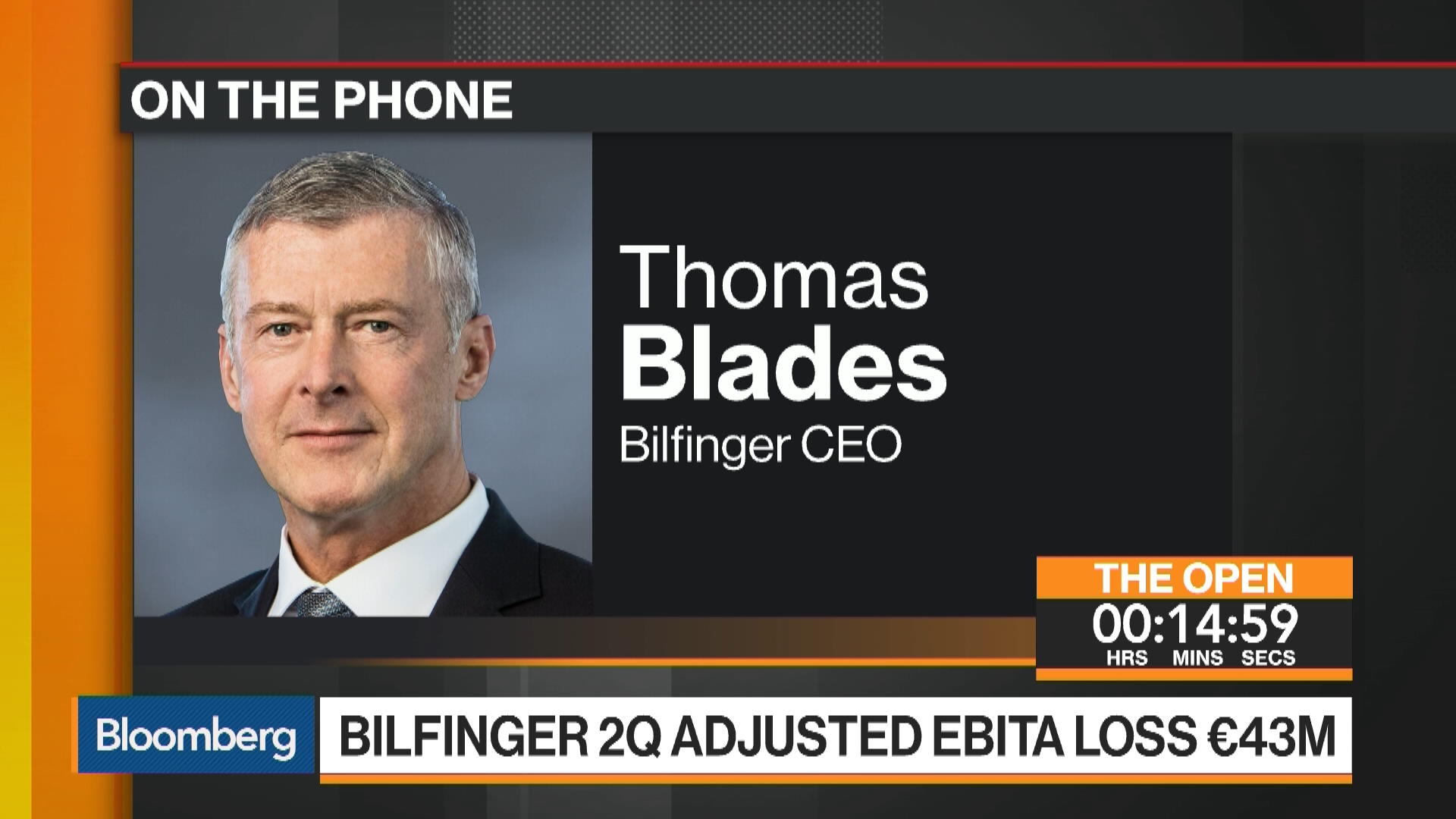 Bilfinger Ceo On 2q Earnings Restructuring Euro Bloomberg