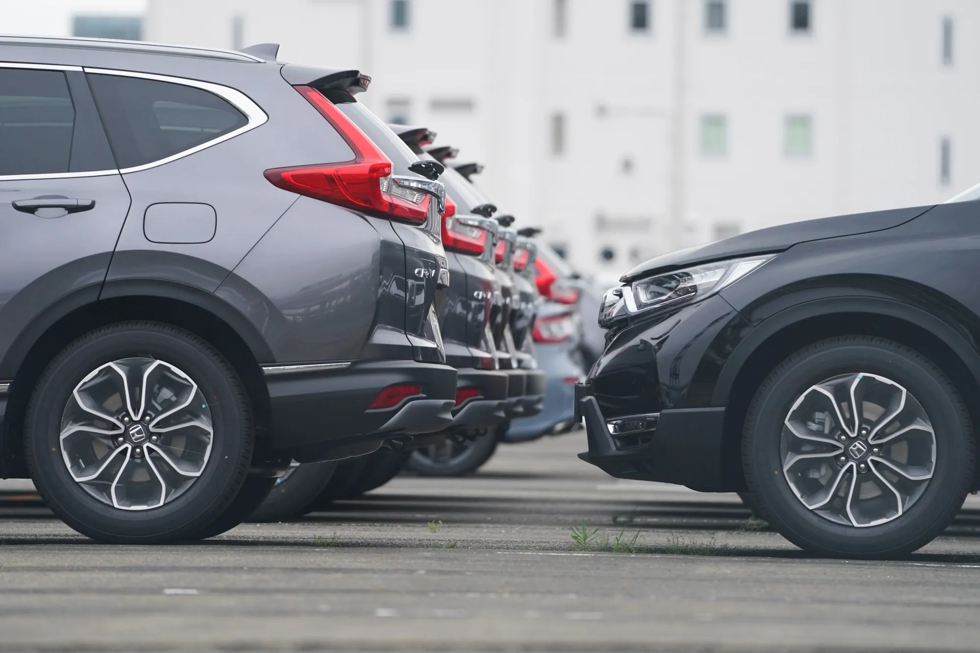 Honda Motor Co. CR-V sports utility vehicles bound for shipment at a port in Yokohama, Japan.