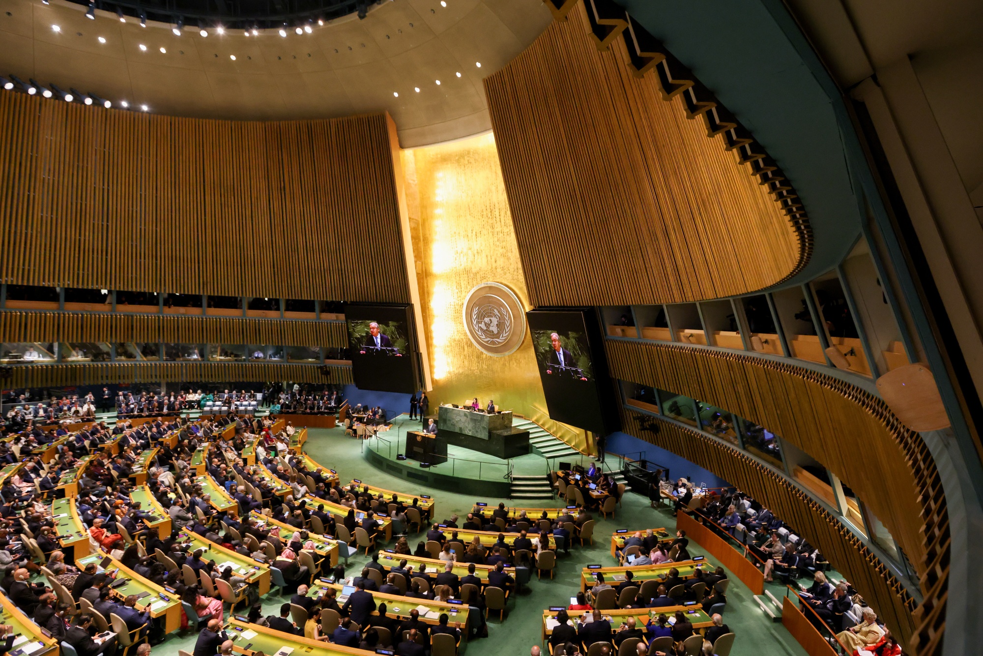 Secretary-general of the United Nations Antonio Guterres speaks during the 80th session of the United Nations General Assembly in New York on Sept. 23.