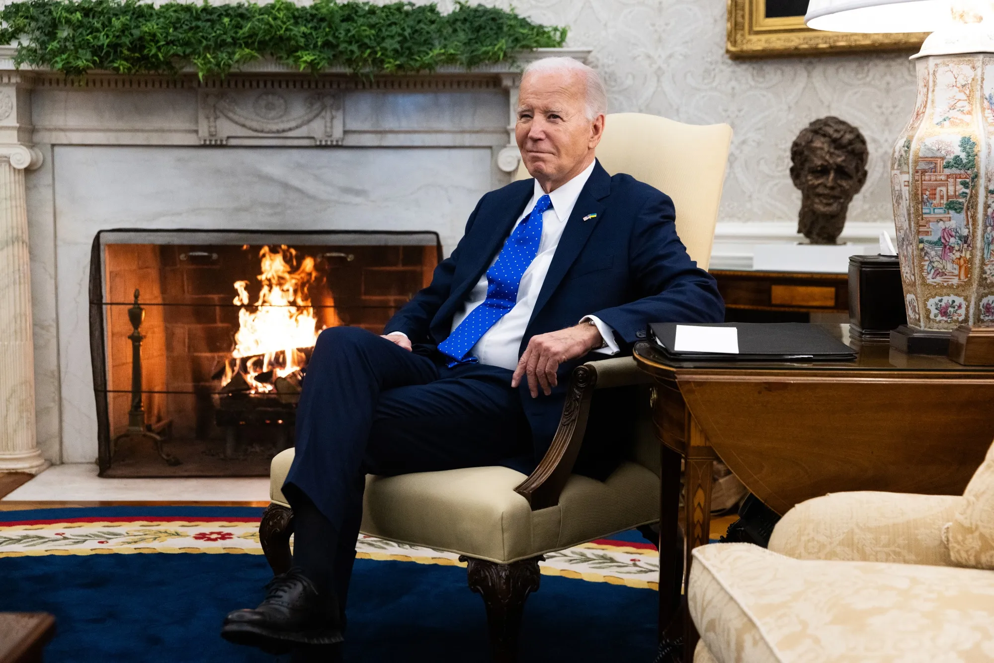 Joe Biden during a meeting with Olaf Scholz,&nbsp;in the Oval Office, on&nbsp;Feb. 9.&nbsp;