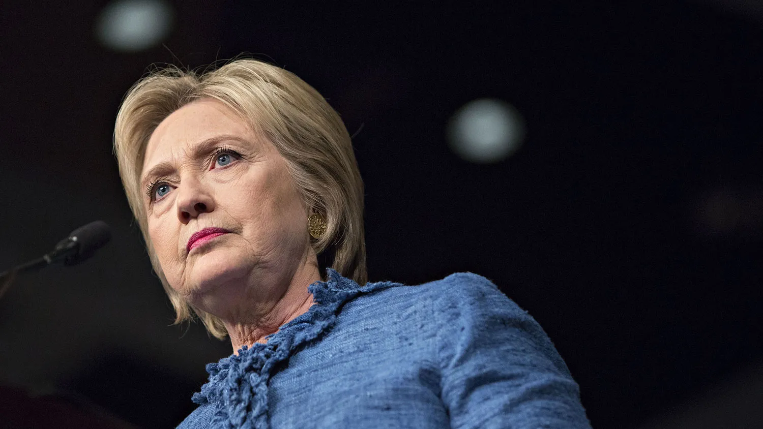 Hillary Clinton pauses while speaking during a campaign event in West Palm Beach, Florida, on March 15, 2016.
