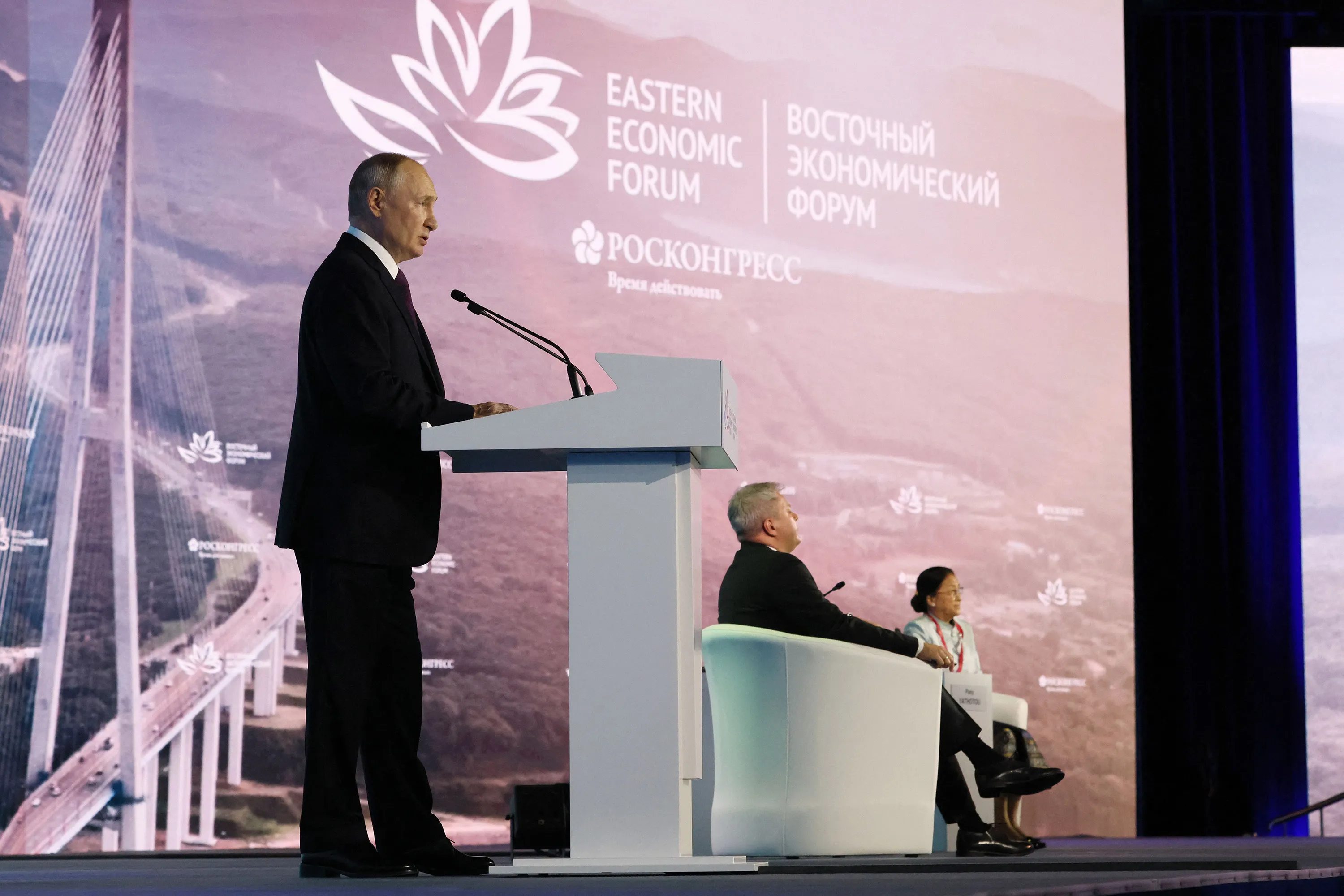 Vladimir Putin at the Eastern Economic Forum in Vladivostok, Russia,&nbsp;on Sept. 12.