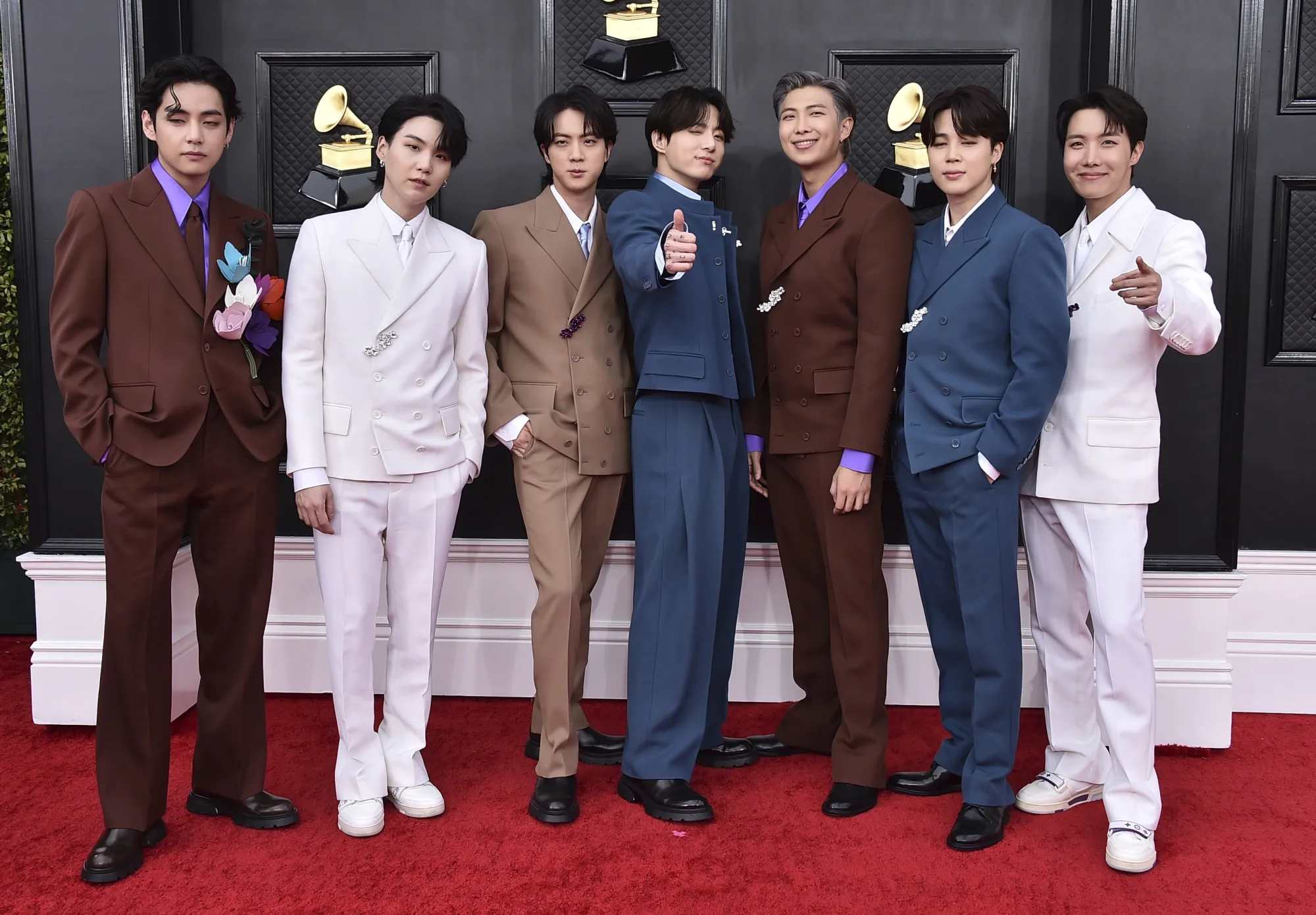 Korean group BTS appears at the 64th Annual Grammy Awards in Las Vegas on April 3, 2022. BTS, the Grammy-nominated South Korean boy band, will join President Joe Biden next week to talk about “Asian inclusion and representation” and to address hate crimes and discrimination against Asians, the White House announced Thursday, May 26. (Photo by Jordan Strauss/Invision/AP, File)
