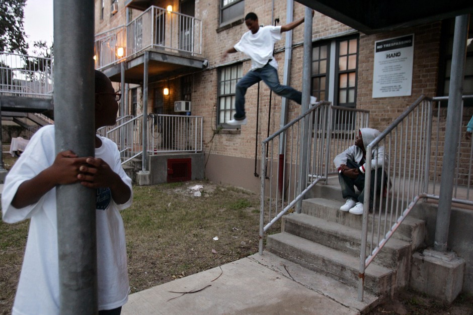 Kids play in a public housing complex in New Orleans.