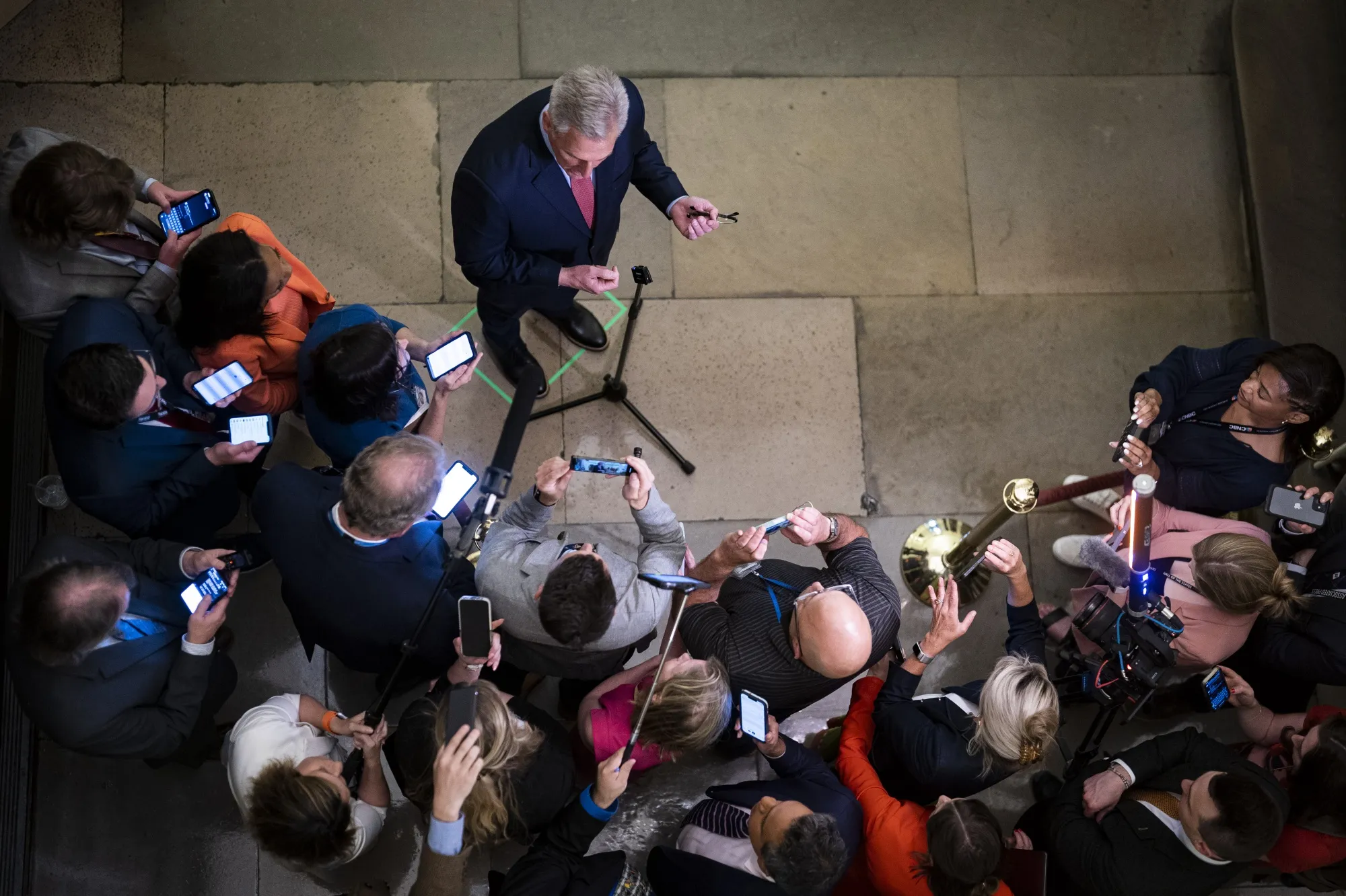 House Speaker Kevin McCarthy speaks to the media as US debt limit talks hit a fresh impasse.