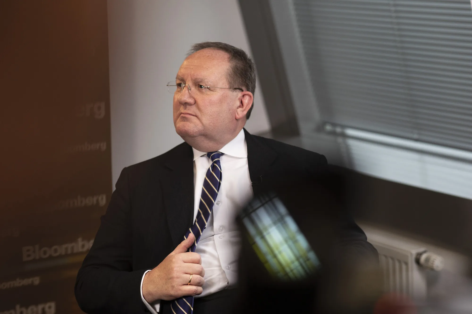 Felix Hufeld, president of BaFin, pauses during a Bloomberg Television interview&nbsp;in Frankfurt.