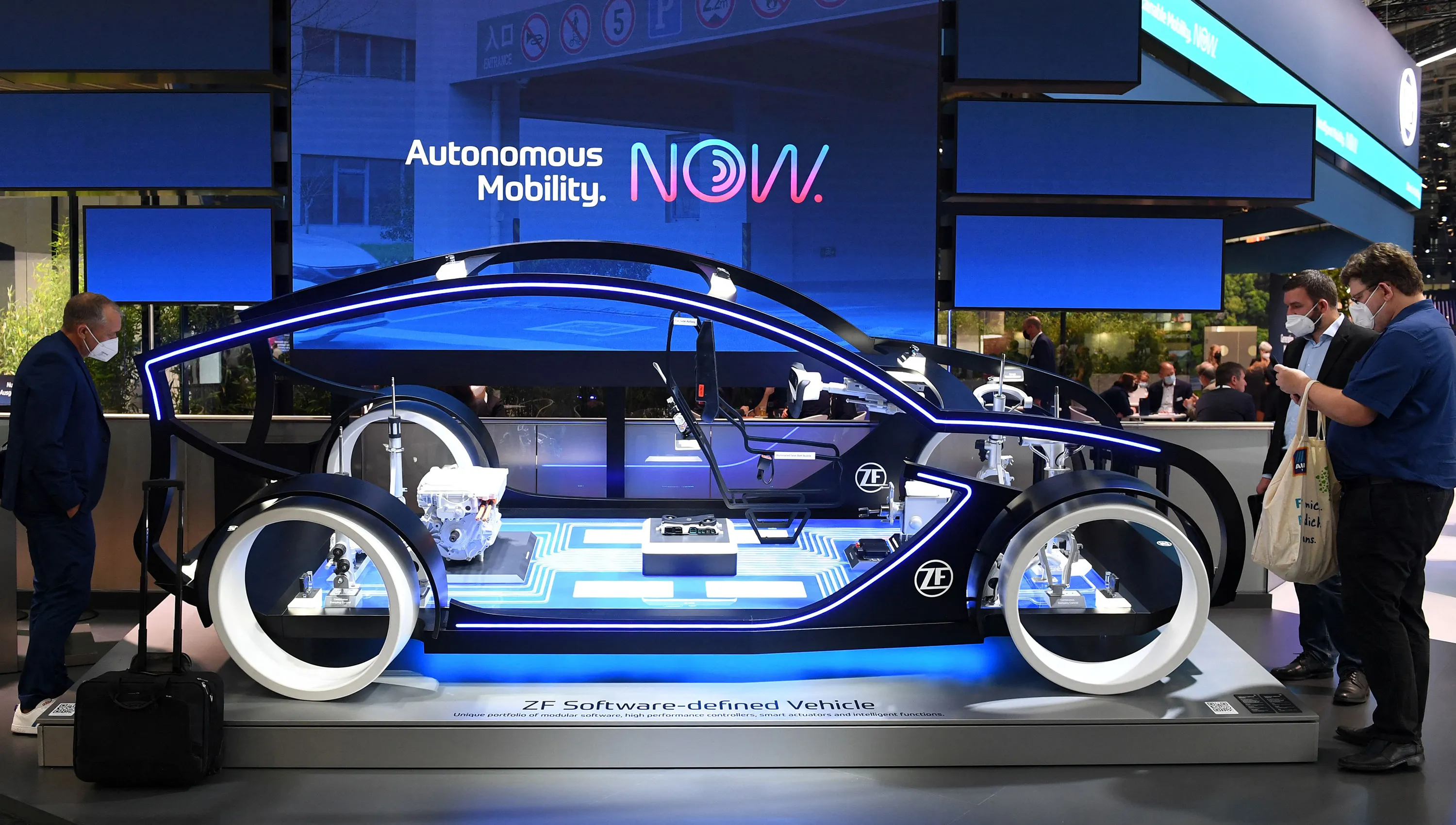 The booth of ZF Software company for autonomous mobility&nbsp;during the International Motor Show (IAA), in Munich on Sept. 7.