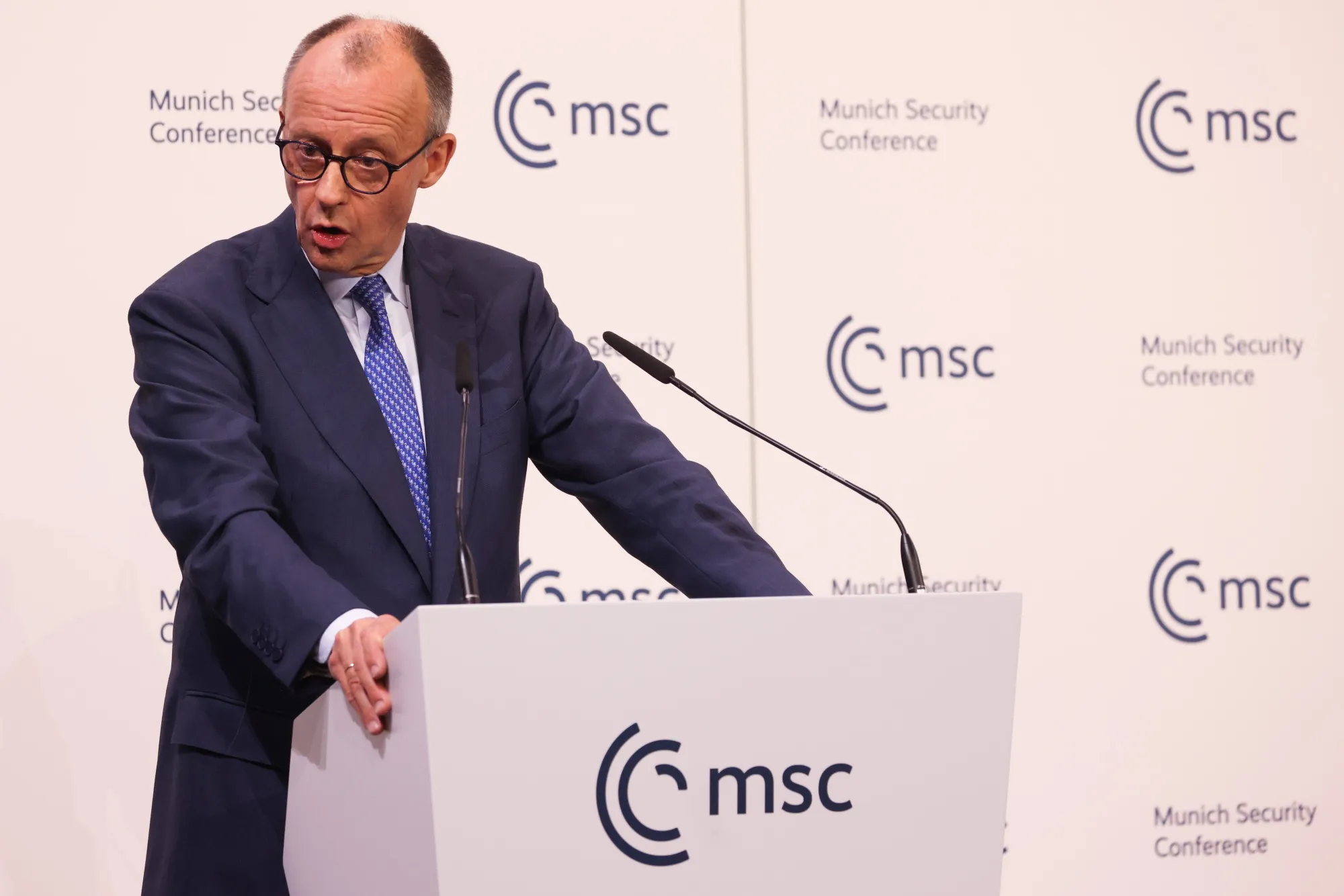 Friedrich Merz, Germany's chancellor, at the Munich Security Conference in&nbsp;Germany, on Friday, Feb. 13.