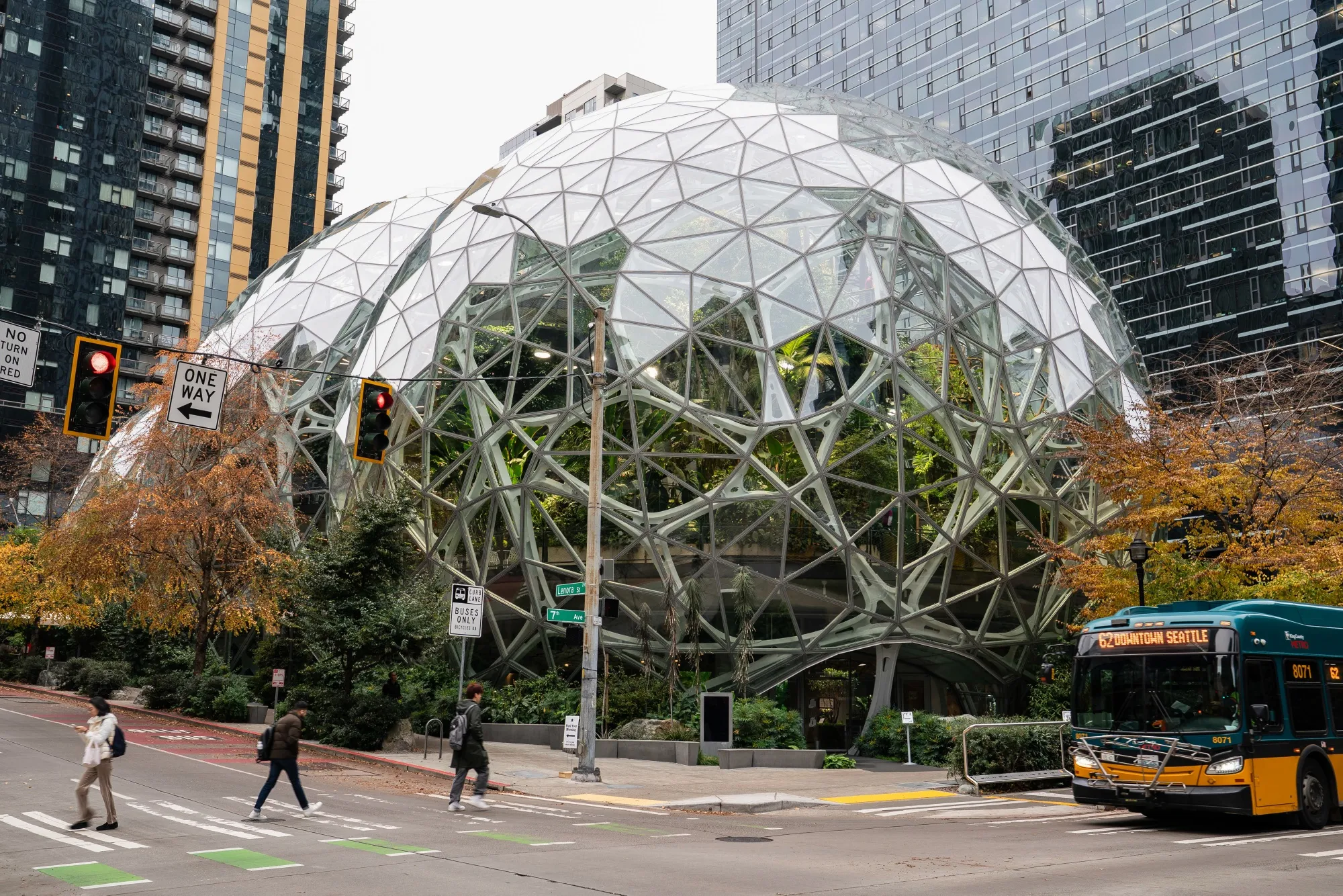 The Amazon headquarters in the South Lake Union neighborhood of Seattle.